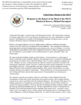 Statement by the Delegation of the United States of America in response to the report by the Head of the OSCE Mission in Kosovo, Ambassador Michael Davenport