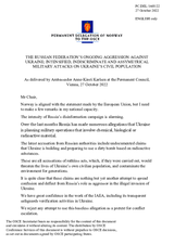 Statement by the Delegation of Norway on the Russian Federation’s ongoing aggression against Ukraine