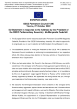 Statement by the Czech EU Presidency in response to the address by the President of the OSCE Parliamentary Assembly, H.E. Ms. Margareta Cederfelt