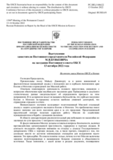 Выступление заместителя Постоянного представителя Российской Федерации М.В.Буякевича - На отчет главы Миссии ОБСЕ в Косово
