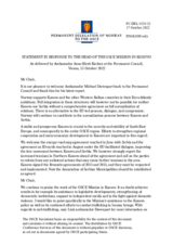 Statement by the Delegation of Norway in response to the report by the Head of the OSCE Mission in Kosovo, Ambassador Michael Davenport