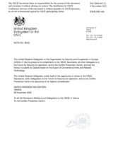 Response by the Delegation of the United Kingdom to the Questionnaire on Participating States’ Policy and/or National Practices and Procedures for the Export of Conventional Arms and Related Technology