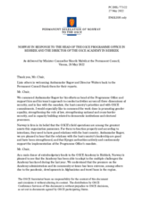 Statement by the Delegation of Norway in response to the report by the Head of the OSCE Programme Office in Bishkek, Ambassador Alexey Rogov, and by the Director of the OSCE Academy in Bishkek, Dr. Alexander Wolters