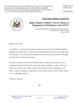 Statement by the Delegation of the United States of America in response to the statement by the Delegation of Belarus on the climate of engagement of delegations at the OSCE