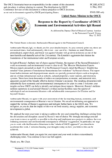 Statement by the Delegation of the United States of America in response to the report by the Co-ordinator of OSCE Economic and Environmental Activities, Ambassador Igli Hasani