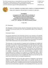 Statement by the Delegation of Armenia in response to the report by the Co-ordinator of OSCE Economic and Environmental Activities, Ambassador Igli Hasani