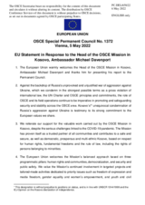 Statement by the French EU Presidency in response to the report by the Head of the OSCE Mission in Kosovo, Ambassador Michael Davenport