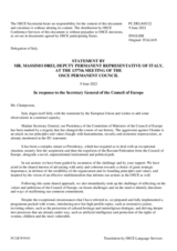 Statement by the Delegation of Italy in response to the address of the Secretary General of the Council of Europe Marija Pejčinović Burić