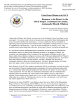 Statement by the Delegation of the United States of America in response to the report by the OSCE Project Co-ordinator in Ukraine, Ambassador Henrik Villadsen
