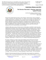 Statement by the Delegation of the United States of America on the Russian Federation’s ongoing aggression against Ukraine