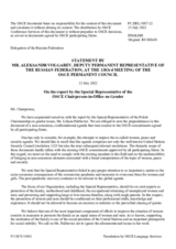 Statement by the Delegation of the Russian Federation in response to the address by the Special Representative of the OSCE Chairman-in-Office on Gender, Ms. Liliana Palihovici 