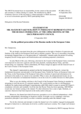 Statement by the Delegation of the Russian Federation on the political persecution of the Russian media in the European Union