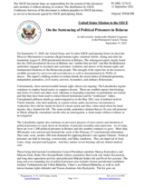 Statement by the Delegation of the United States of America on sentencing of political prisoners in Belarus