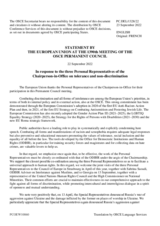 Statement by the Czech EU Presidency in response to the addresses by the Personal Representatives of the OSCE Chairman-in-Office on Tolerance and Non-discrimination