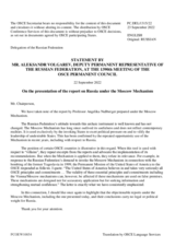 Statement by the Delegation of the Russian Federation on the Moscow Mechanism invoked by 38 OSCE participating states