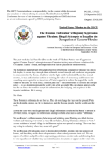 Statement by the Delegation of the United States of America on the Russian Federation’s ongoing aggression against Ukraine