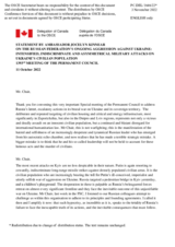 Statement by the Delegation of Canada on the Russian Federation’s ongoing aggression against Ukraine: intensified, indiscriminate and asymmetrical military attacks on Ukraine’s civilian population