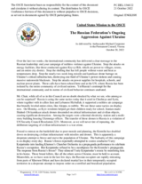 Statement by the Delegation of the United States of America on the Russian Federation’s ongoing aggression against Ukraine