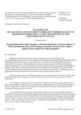 Statement by the Delegation of the Russia Federation on the disregard by the Western alliance of OSCE participating States and its proxies in Ukraine of the right of peoples for self-determination and on ongoing crimes by the Kiev regime