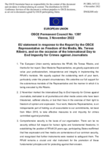 Statement by the Czech EU Presidency in response to the report by the OSCE Representative on Freedom of the Media, Ms. Teresa Ribeiro