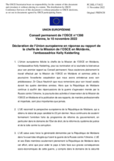 Déclaration de l’Union européenne en réponse au rapport de la cheffe de la Mission de l’OSCE en Moldavie, l’ambassadrice Kelly Keiderling