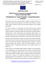Statement by the Czech EU Presidency on "Code of Conduct Annual Discussion Revisited"