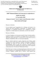 Intervention du Portugal - Dialogue de Sécurité "Code of Conduct Annual Discussion revisited"