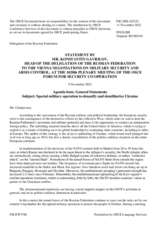 Statement by the Delegation of the Russian Federation on the special military operation to denazify and demilitarize Ukraine