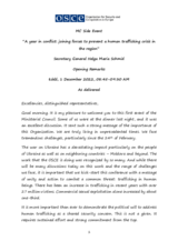 Remarks by OSCE Secretary General Helga Schmid: “A year in conflict: joining forces to prevent a human trafficking crisis in the region”