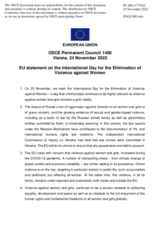 Statement by the Czech EU Presidency on the International Day for the Elimination of Violence against Women, observed on 25 November 2022