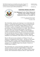 Statement by the Delegation of the United States of America on the Third ministerial conference of the Moldova Support Platform, held in Paris on 21 November 2022