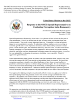 Statement by the Delegation of the United States of America in response to the report by the Special Representative of the OSCE Chairman-in-Office on Combating Corruption, Ms. Anita Ramasastry
