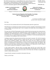 Statement by the Delegation of Azerbaijan in response to the Report on the activities of the Chairman-in-Office