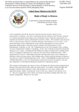 Statement by the Delegation of the United States of America in response to the statement by the Delegation of Belarus on the Participation of the Secretary General in the 29th Meeting of the OSCE Ministerial Council, held in Łódź, Poland