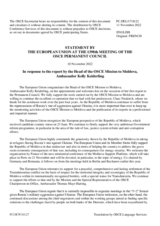 Statement by the Czech EU Presidency in response to the report by the Head of the OSCE Mission to Moldova, Ambassador Kelly Keiderling