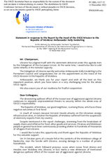 Statement by the Delegation of Ukraine in response to the report by the Head of the OSCE Mission to Moldova, Ambassador Kelly Keiderling