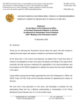 Statement by the Delegation of Armenia in response to the Report on the activities of the Chairman-in-Office