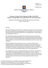Statement by the Delegation of Norway in response to the address by the Chairman-in-Office of the OSCE, Minister of Foreign Affairs of North Macedonia, H.E. Mr. Bujar Osmani