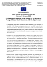 Statement by the Swedish EU Presidency in response to the address by the Chairman-in-Office of the OSCE, Minister of Foreign Affairs of North Macedonia, H.E. Mr. Bujar Osmani