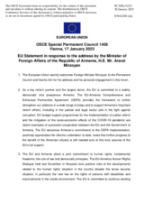 Statement by the Swedish EU Presidency in response to the address by the Minister of Foreign Affairs of Armenia, H.E. Mr. Ararat Mirzoyan