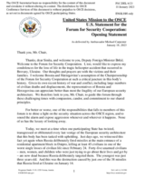 Statement by the Delegation of the United States of America in response to the opening statement by H.E. Mr. Josip Brkić, Deputy Minister of Foreign Affairs of Bosnia and Herzegovina