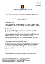 Statement by the Delegation of Norway on the Russian Federation’s ongoing aggression against Ukraine