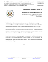 Statement by the Delegation of the United States of America on the earthquakes in Türkiye on 6 February 2023