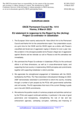Statement by the Swedish EU Presidency in response to the report by the Representative of the OSCE Project Co-ordinator in Uzbekistan