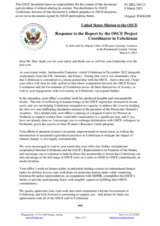 Statement by the Delegation of the United States of America in response to the report by the Representative of the OSCE Project Co-ordinator in Uzbekistan