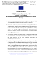 Statement by the Swedish EU Presidency in response to the thematic report of the Secretary General “OSCE and Climate Change: Progress in 2022 and Prospects For the Future”