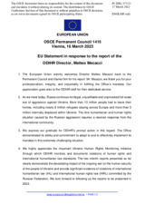 Statement by the Swedish EU Presidency in response to the report by the Director of the Office for Democratic Institutions and Human, Mr. Matteo Mecacci