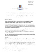 Statement by the Delegation of Norway on the Russian Federation’s ongoing aggression against Ukraine