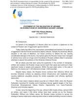 Statement by the Delegation of Ukraine on the Russian war of aggression against Ukraine