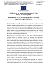 Statement by the Swedish EU Presidency on the Russian war of aggression against Ukraine